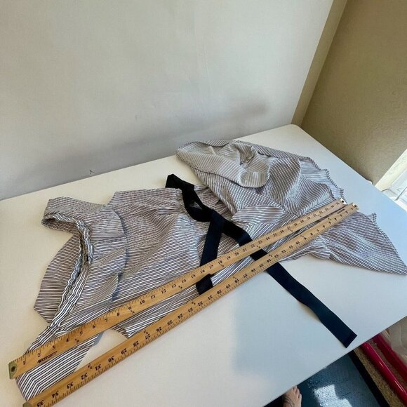 Velvet Heart Off Shoulder Fit & Flare Dress Womens L Black Belted Striped Ruffle - Picture 9 of 10